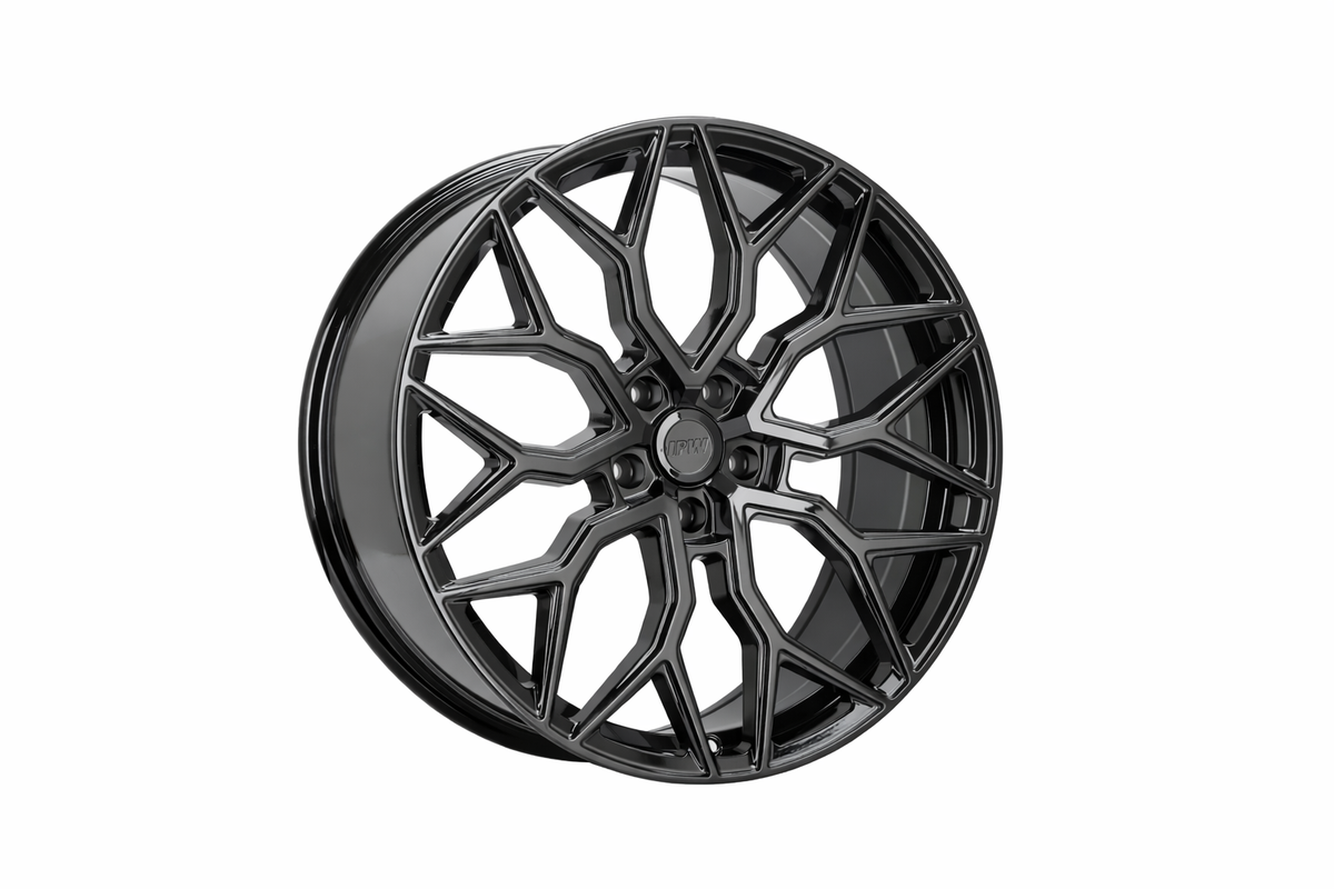 E028 Gloss Black 18x8.5 5x112/5x114.3 Square Wheels ET35 β Set of 4