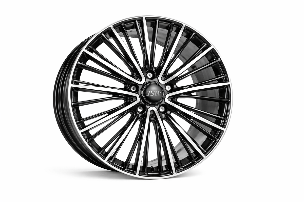 E102 Black Machined Face 16x6.5 5x112/5x114.3 Square Wheels ET35 β Set of 4