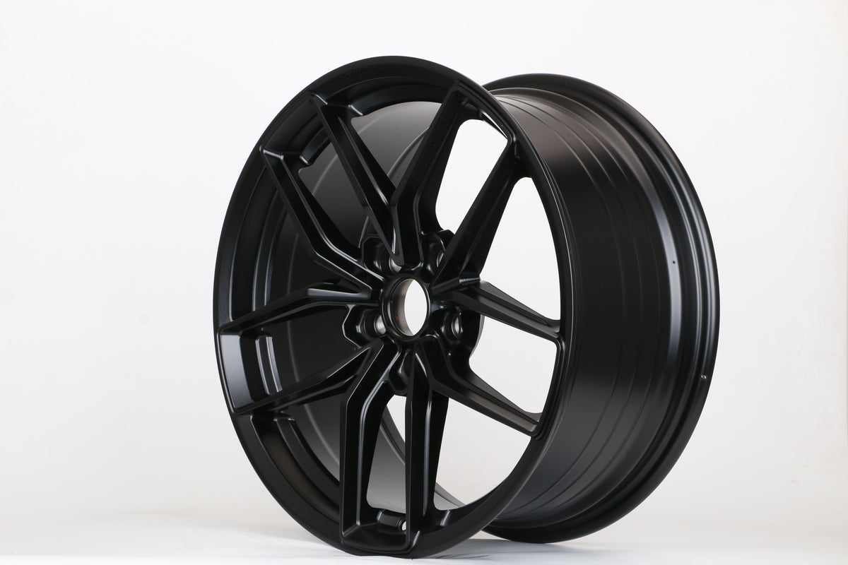 E167 Satin Black 19x8.5 ET35 / 19x9.5 ET41 5x112 — Staggered Set of 4