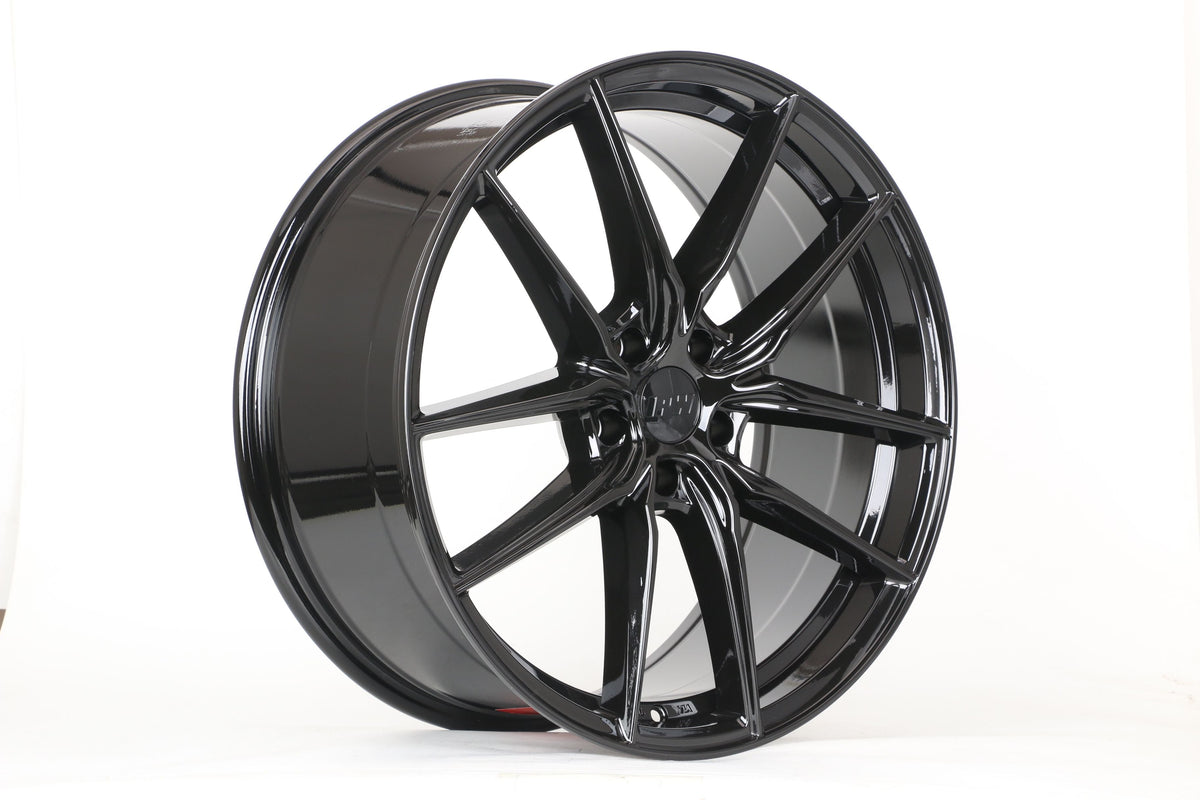 E1502 Gloss Black 20x8.5 / 20x9.5 5x112/5x114.3 Staggered Wheels ET35 / ET38 β Set of 4