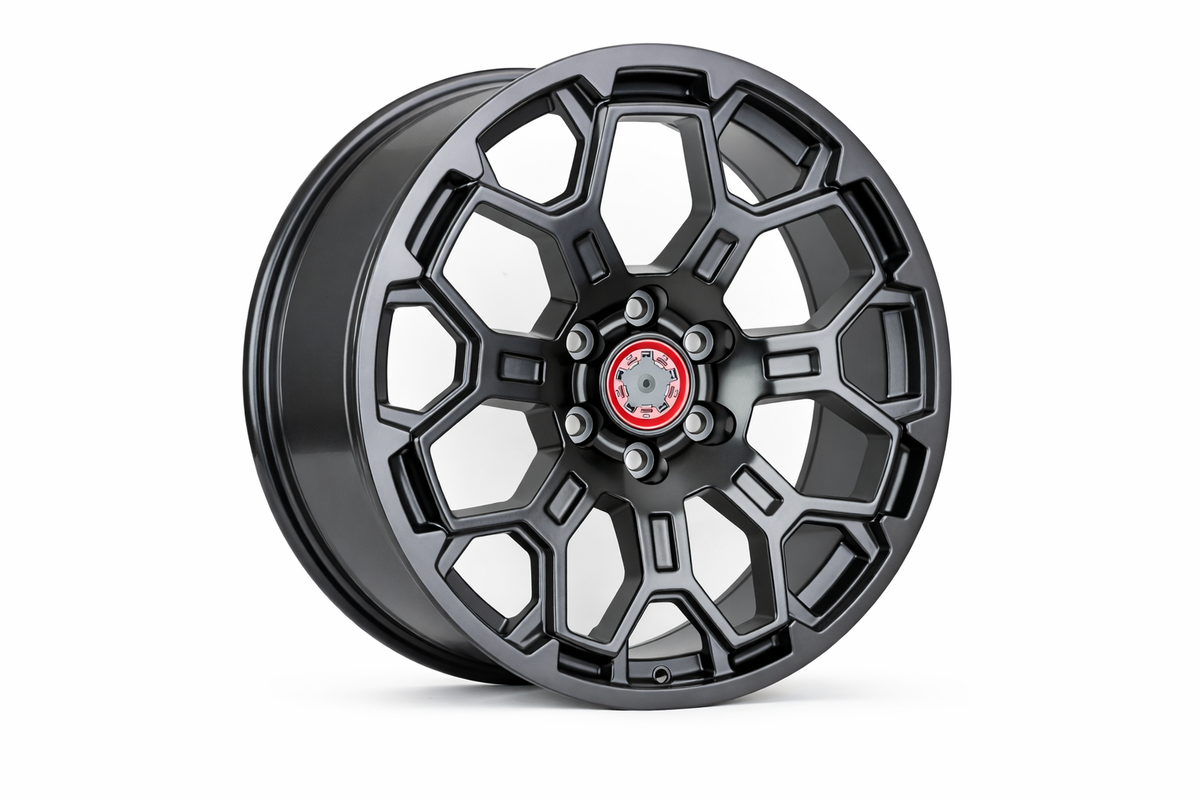 E217 Satin Black 22x9 6x139.7 Square Wheels ET15 β Set of 4