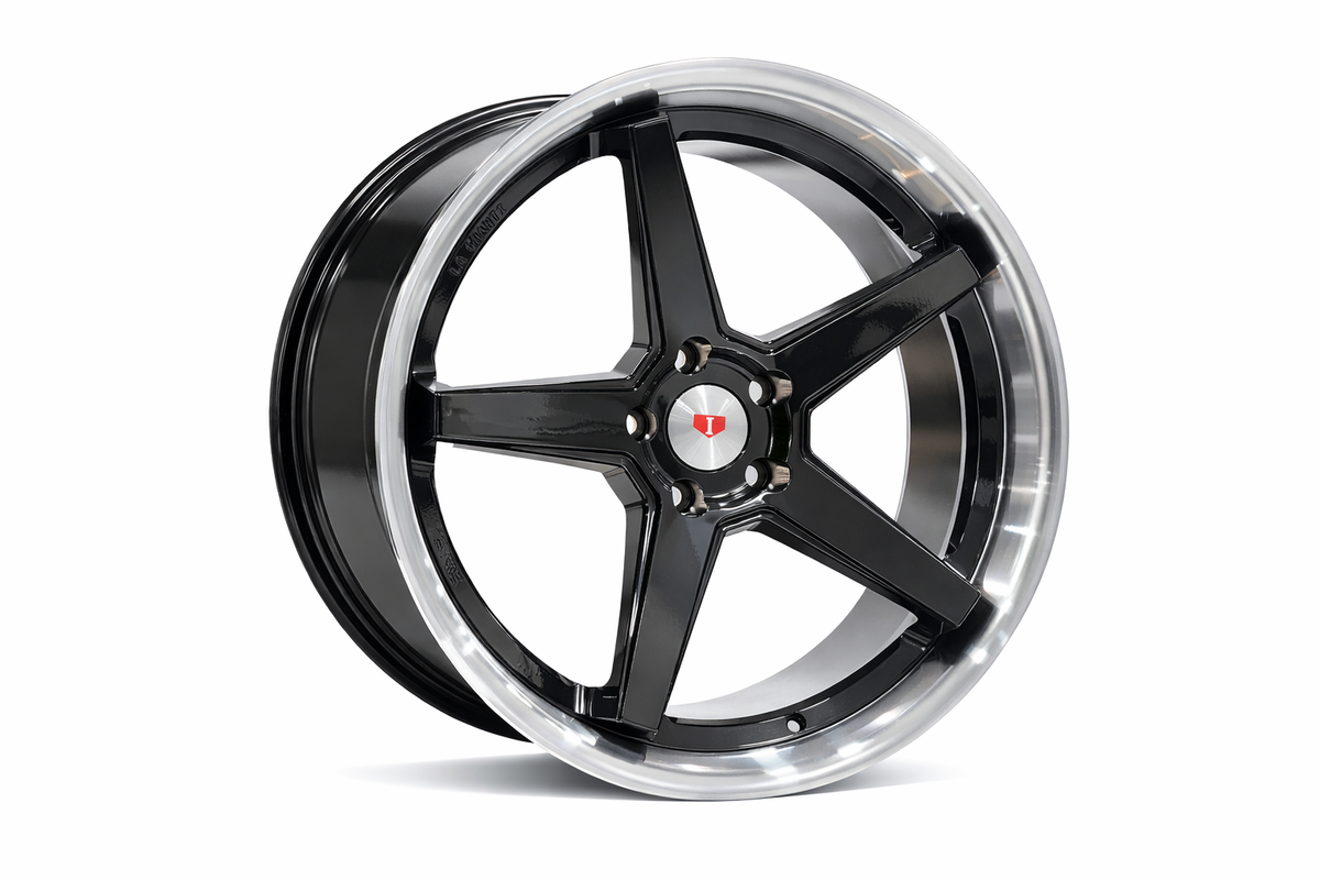 E1501 Black Machined Lip 20x9 / 20x10.5 5x114.3 Staggered Wheels ET35 / ET35 β Set of 4