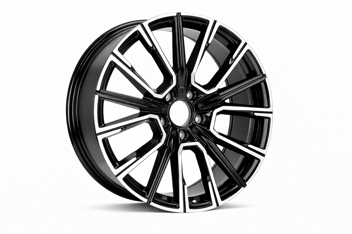 E713 Black Machined Face 20x8.5 5x112 Square Wheels ET30 β Set of 4