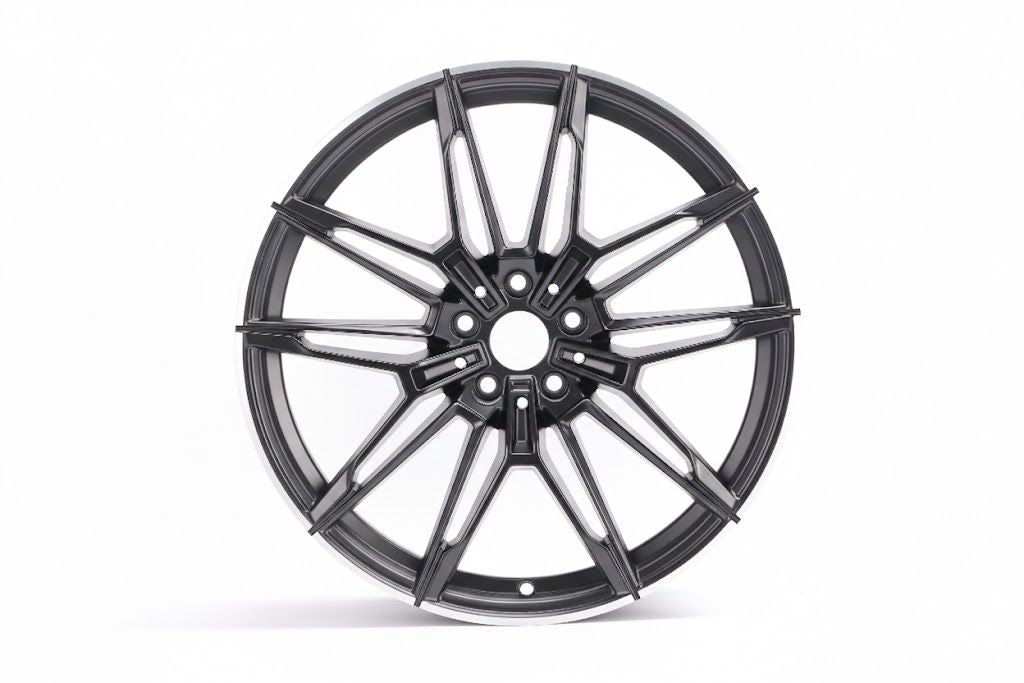 E714 Satin Black Machined Lip 20x9.5 ET40 5x120 – (Square Set of 4)