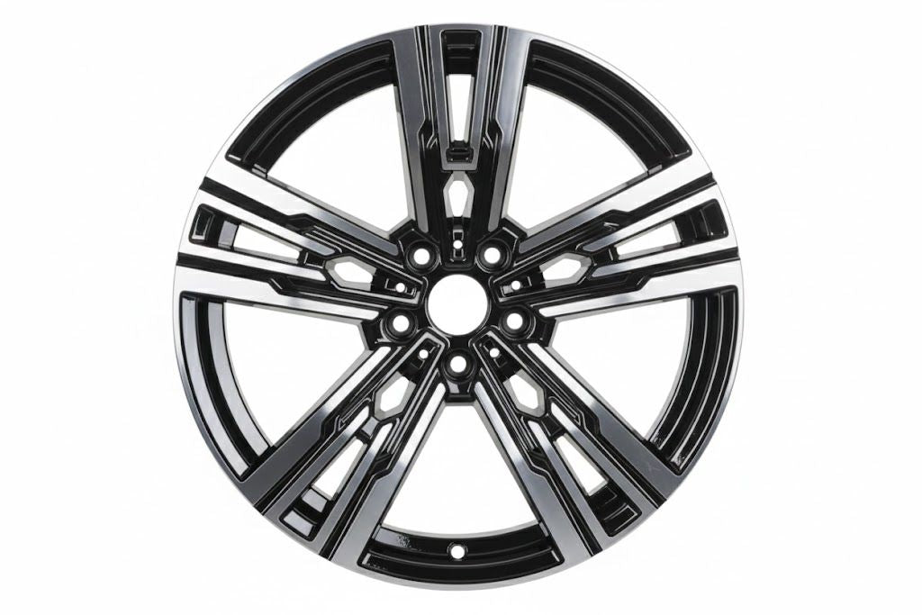E723 Black Machined Face 20in Staggered Set 8.5 ET25 / 10.0 ET35 5.120 (4 Wheels)