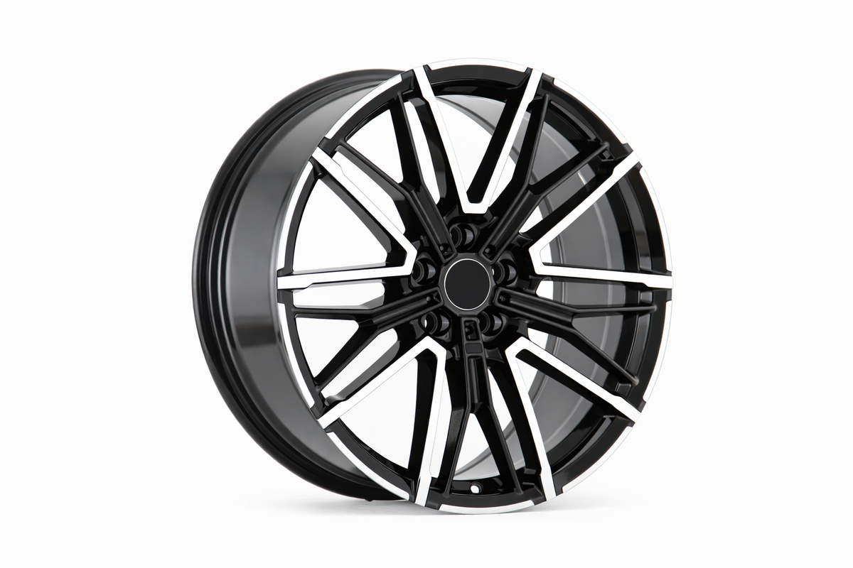 E749 Black Machined Face 22x9.5 5x112 Square Wheels ET30 β Set of 4