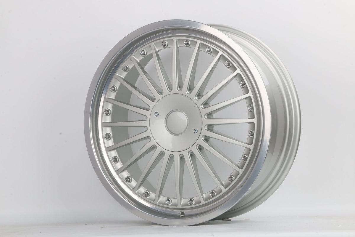 E750 Silver Machined Lip 19x8.5 ET20 5x112.120 β (Square Set of 4)