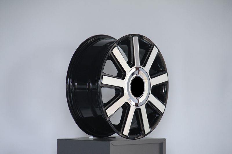 E809 Black Machined Face 16x6.5 ET54 6.130 - Square Set (4 Wheels)