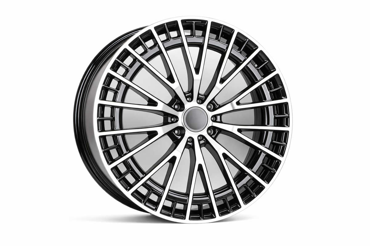 E821 Black Machined Face 19x8.5 5x112 Square Wheels ET35 β Set of 4