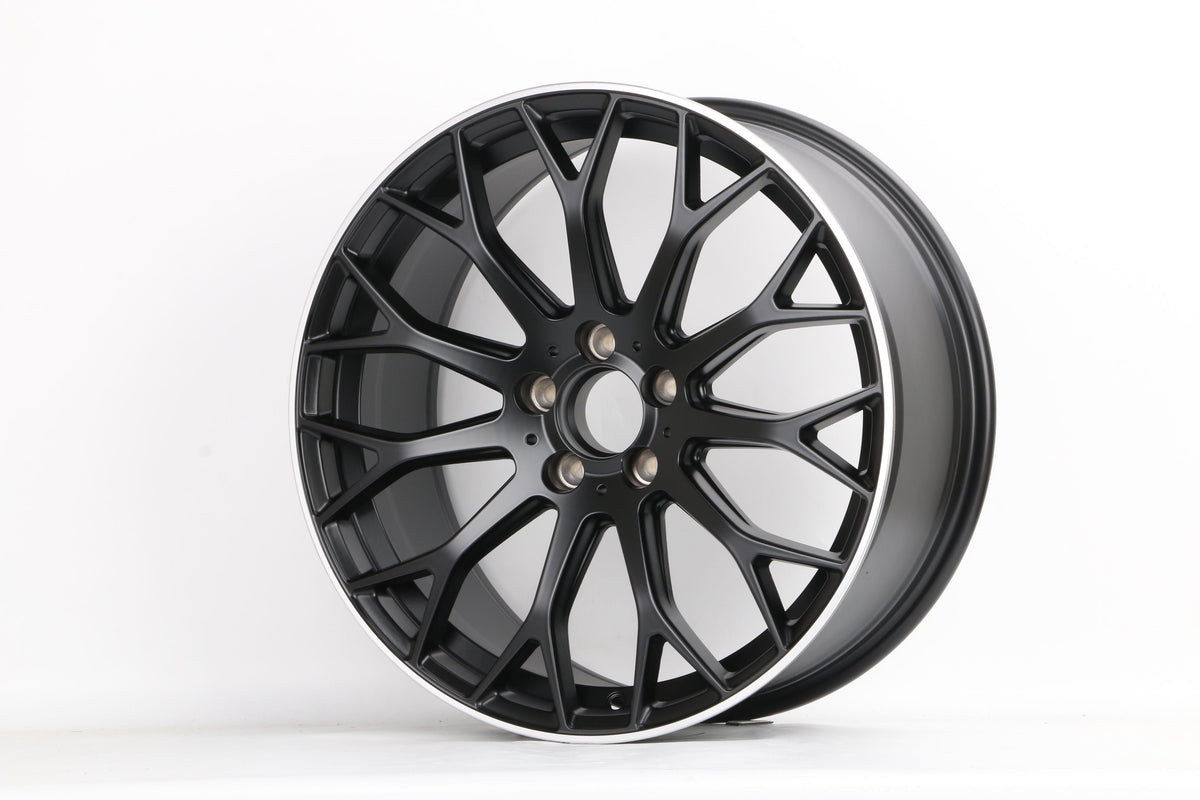 E873 Satin Black Machined Lip 19x8.5 ET36 5x112 β (Square Set of 4)