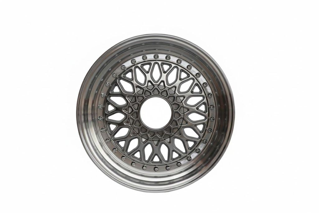 E881 Hyper Black Machined Lip With / Silver Rivet 16x7.5 ET15 4.100.114 - Square Set (4 Wheels)