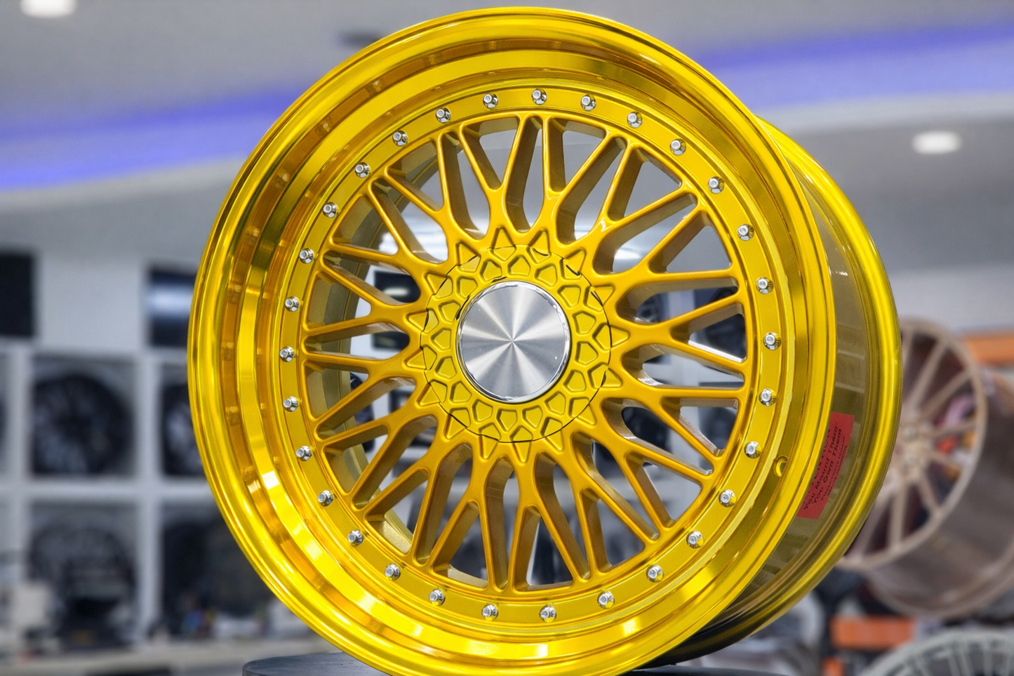 E883 FULL Gold With Silver Rivet 20x8.5 ET35 5x112.120 - Square Set (4 Wheels)