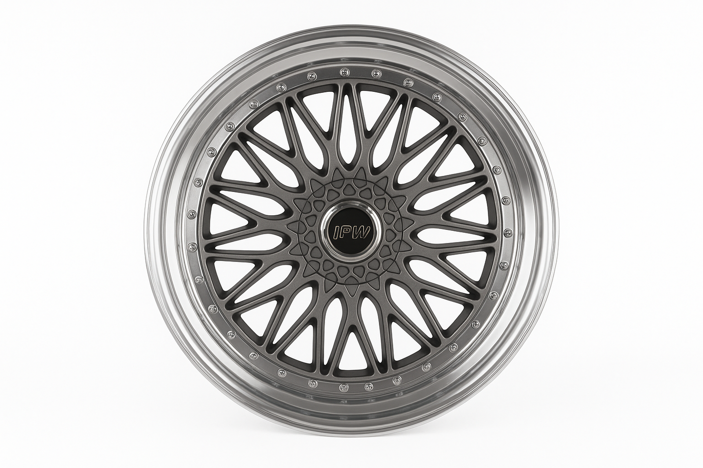 E885 Gunmetal Machined Face With Silver Rivet 20x9.5 ET35 5x114.3.120 - Square Set (4 Wheels)