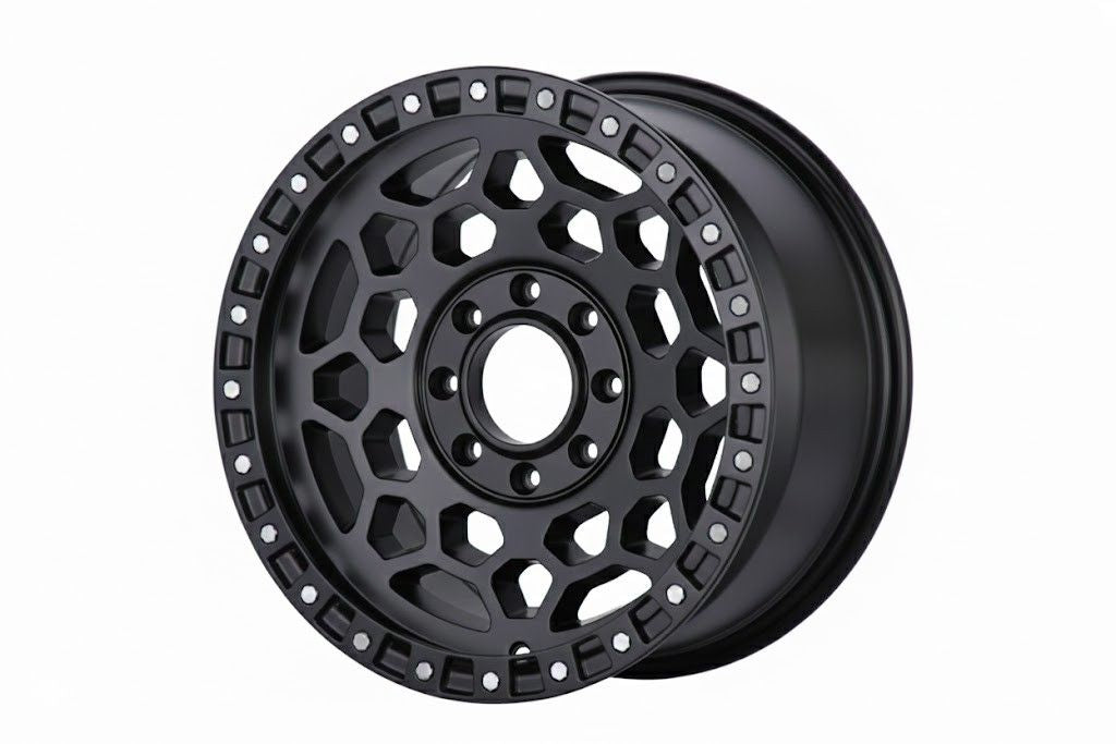 E907 Satin Black 16x8 ET0 6.139 – (Square Set of 4)