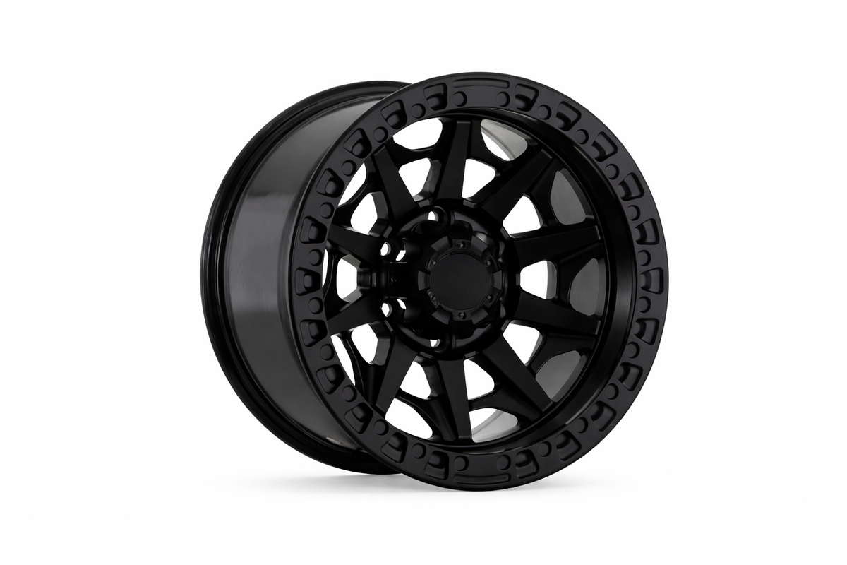 E909 Satin Black 17x9 6x139.7 Square Wheels ET0 β Set of 4