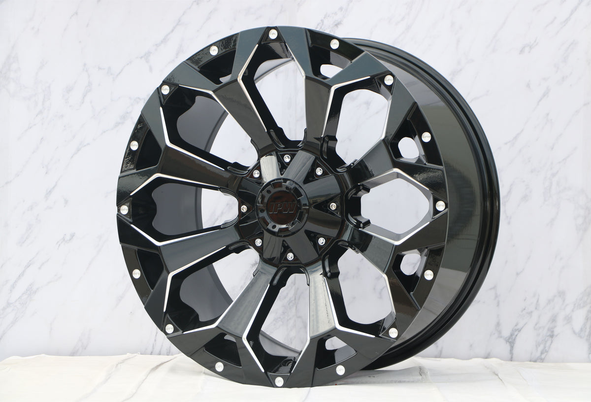 E950 Gloss Black Milled 18x9.0 ET0 6.139 - Square Set (4 Wheels)