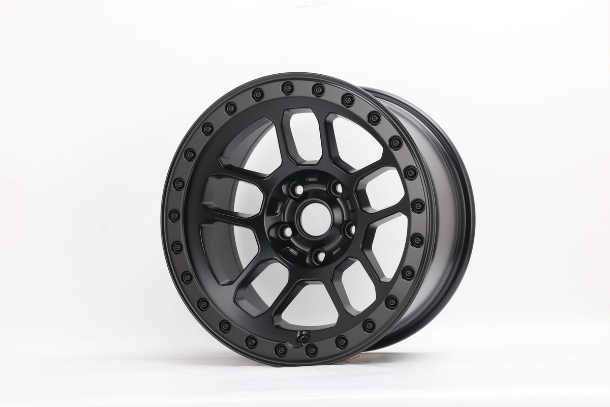 E995 Satin Black 17x9 ET-10 5.127 – (Square Set of 4)