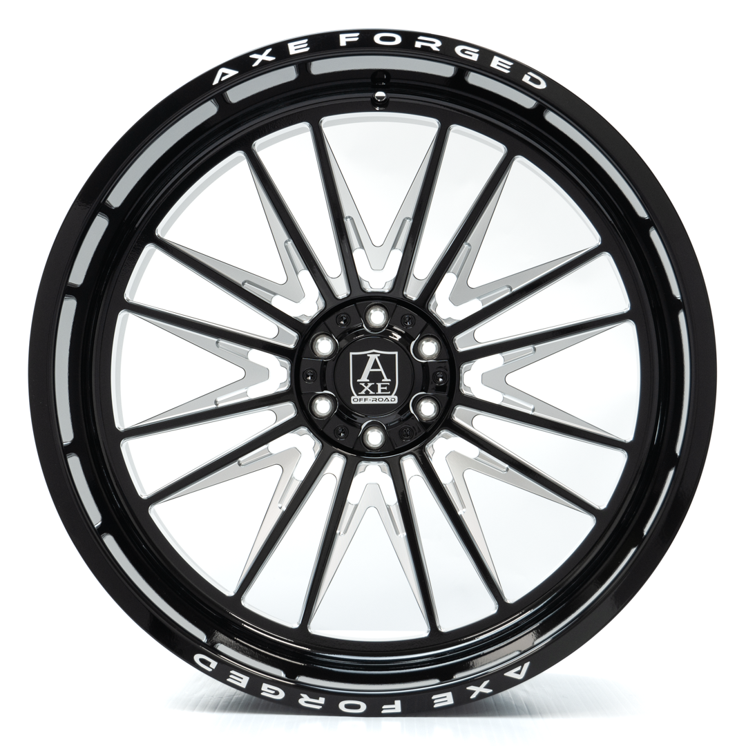 AXE WHEELS AF12 Forged GLOSS BLACK MILLED 26x14 ET-76 5x139 (Square Set of 4)