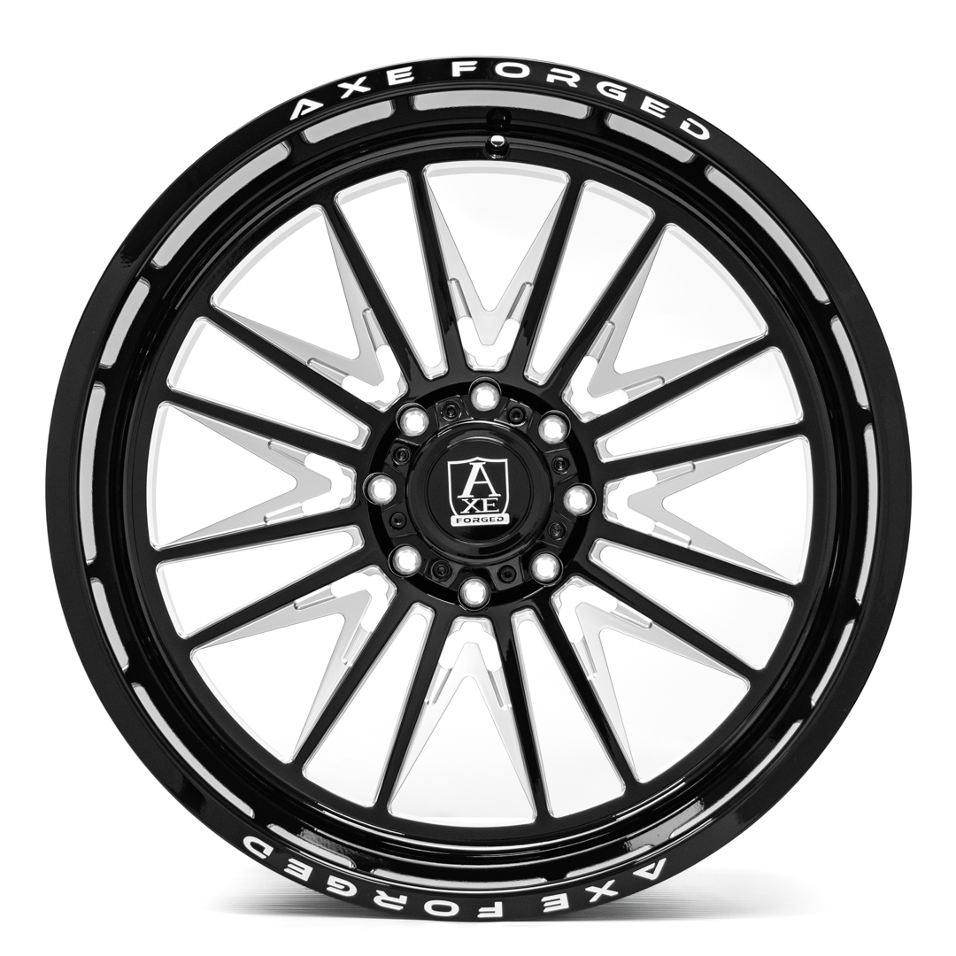AXE WHEELS AF12 Forged GLOSS BLACK MILLED 26x14 ET-76 8x165 (Square Set of 4)