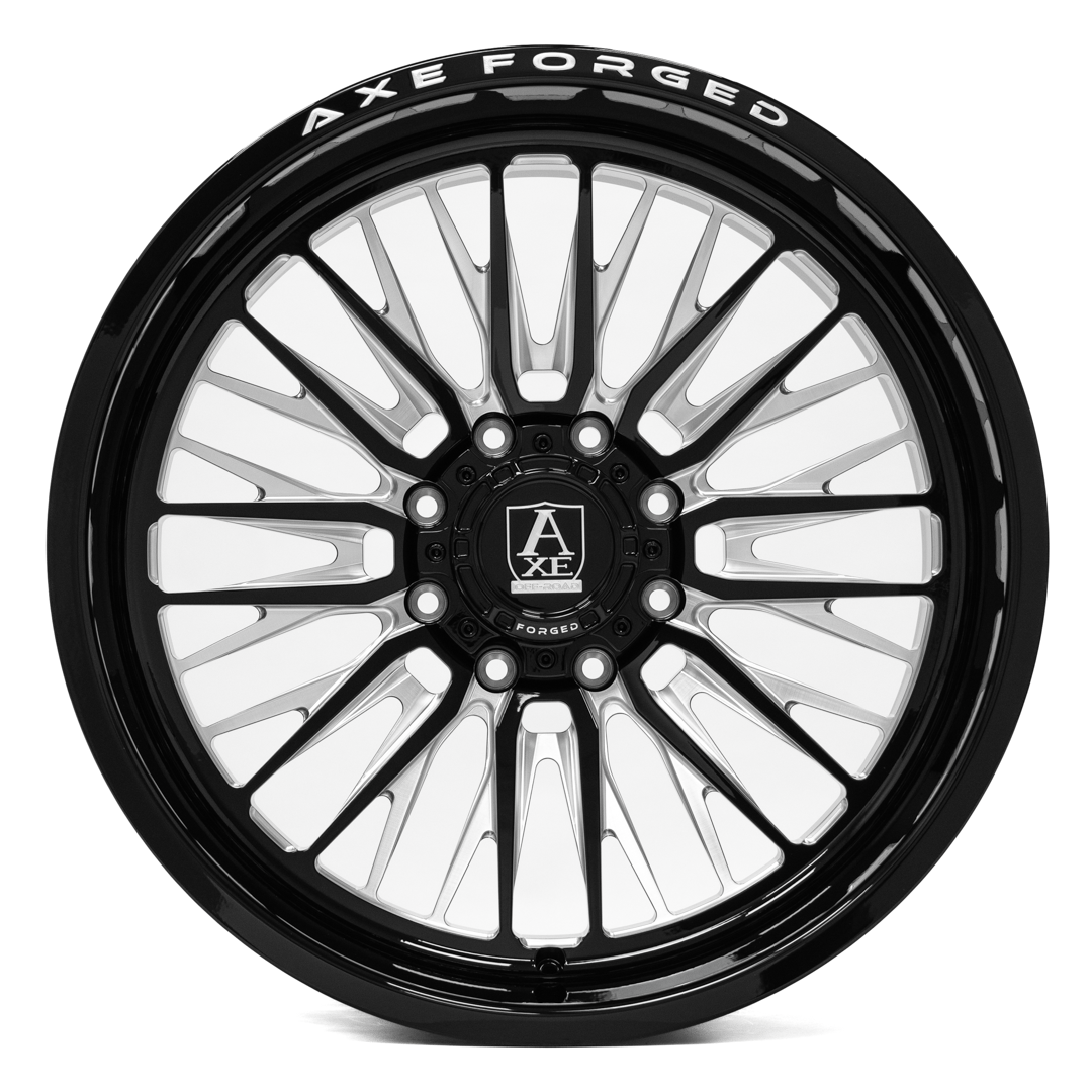 AXE WHEELS AF14 Lex Forged GLOSS BLACK MILLED 24x12 ET-44 8x180 (Square Set of 4)