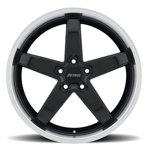 Petrol Wheels P1B GBM 20x8.5 +35 5x120mm 76.1mm Gloss Black Machined Cut Lip