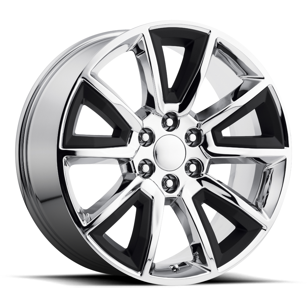 Performance Replica Wheels PR168 C 22x9 +24 6x139.7mm 78.3mm Chrome Matte Black Accents