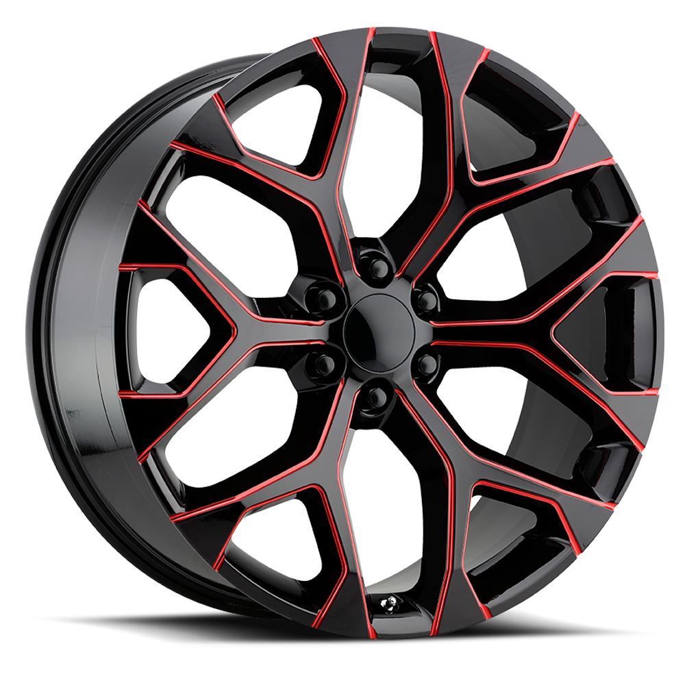 Performance Replica Wheels PR176 MR 24x10 +24 6x139.7mm 78.1mm Gloss Black Red Milled