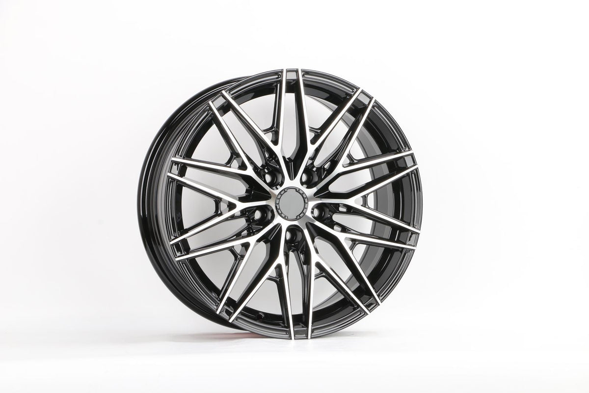E035 Black Machined Face 17x7.5 5x100 Square Wheels ET35 β Set of 4