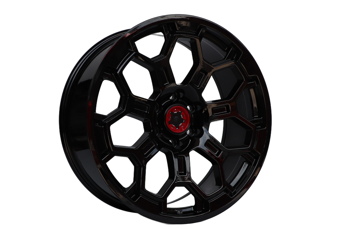 E217 Gloss Black 17x7.5 6x139.7 Square Wheels ET5 β Set of 4