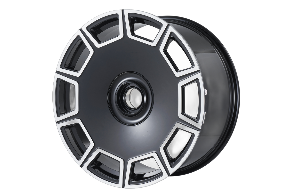 E485 Black Machined Face 20x9 ET25 / 20x10 ET35 5x112 — Staggered Set of 4
