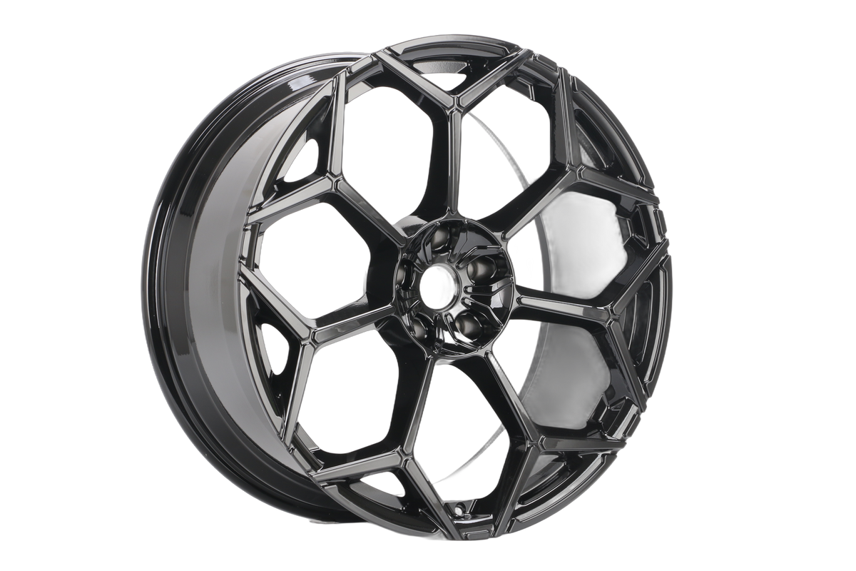 E673 Gloss Black 23x10 ET20 / 23x11.5 ET14 5x130 — Staggered Set of 4