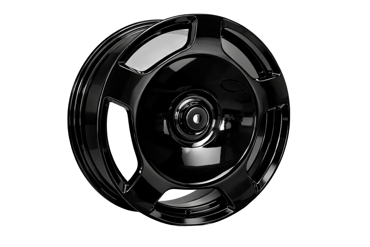 E832 Gloss Black 22x9 ET25 / 22x10.5 ET35 5x112 — Staggered Set of 4