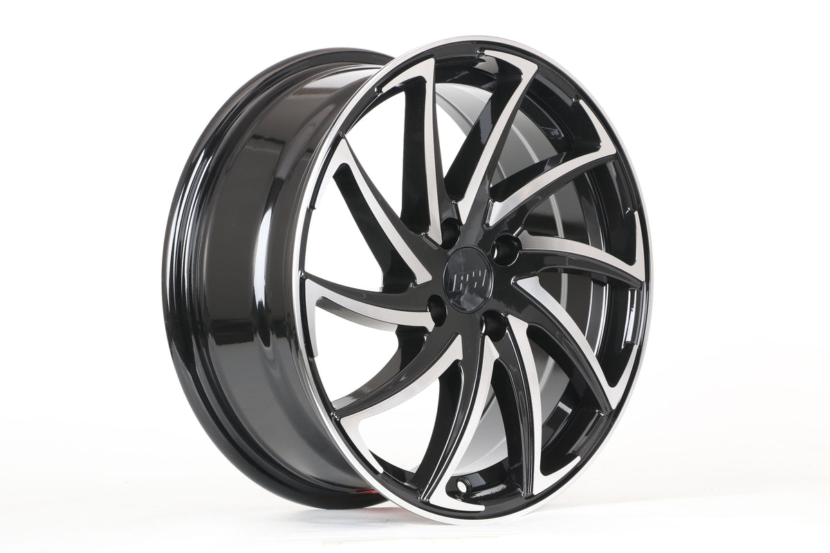 E104 Black Machined Face 16x6.5 5x112/5x114.3 Square Wheels ET35 β Set of 4