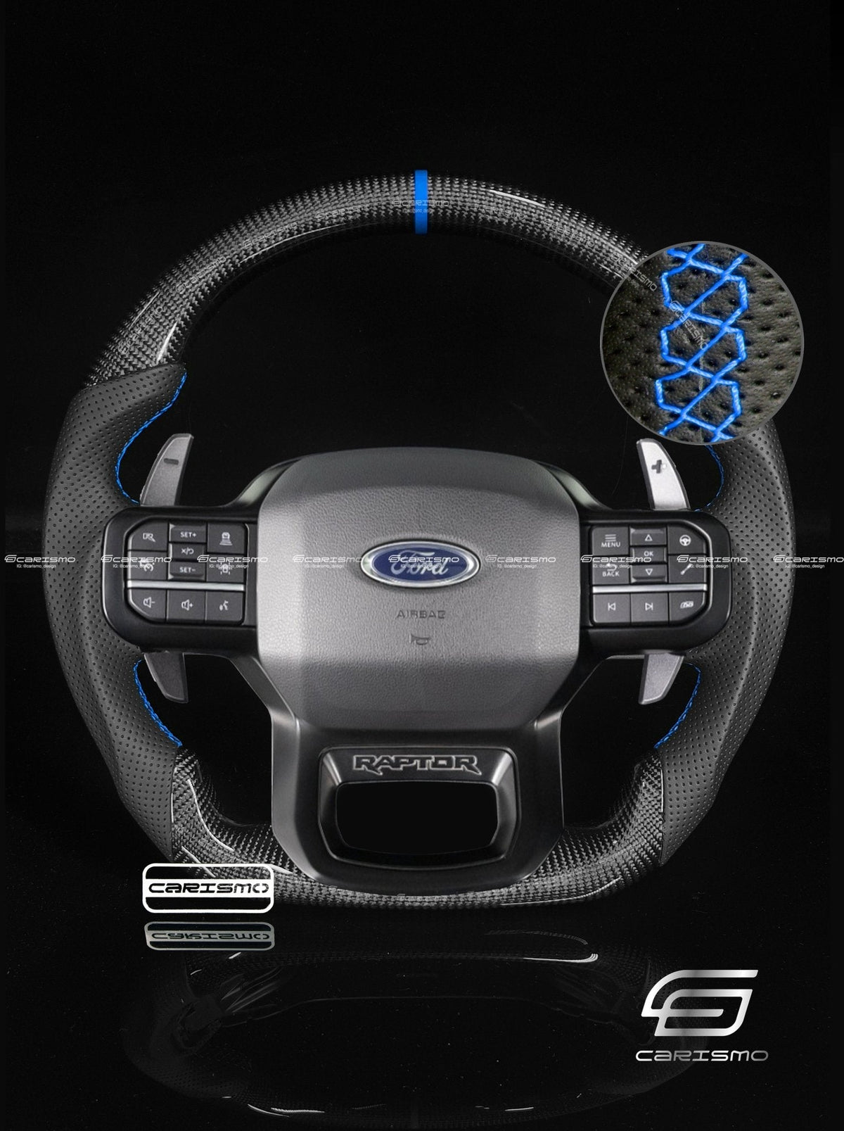 Carismo Steering Wheel For Ford F-150 Raptor (Gen 3) - Sport - Gloss Carbon - Perforated Leather