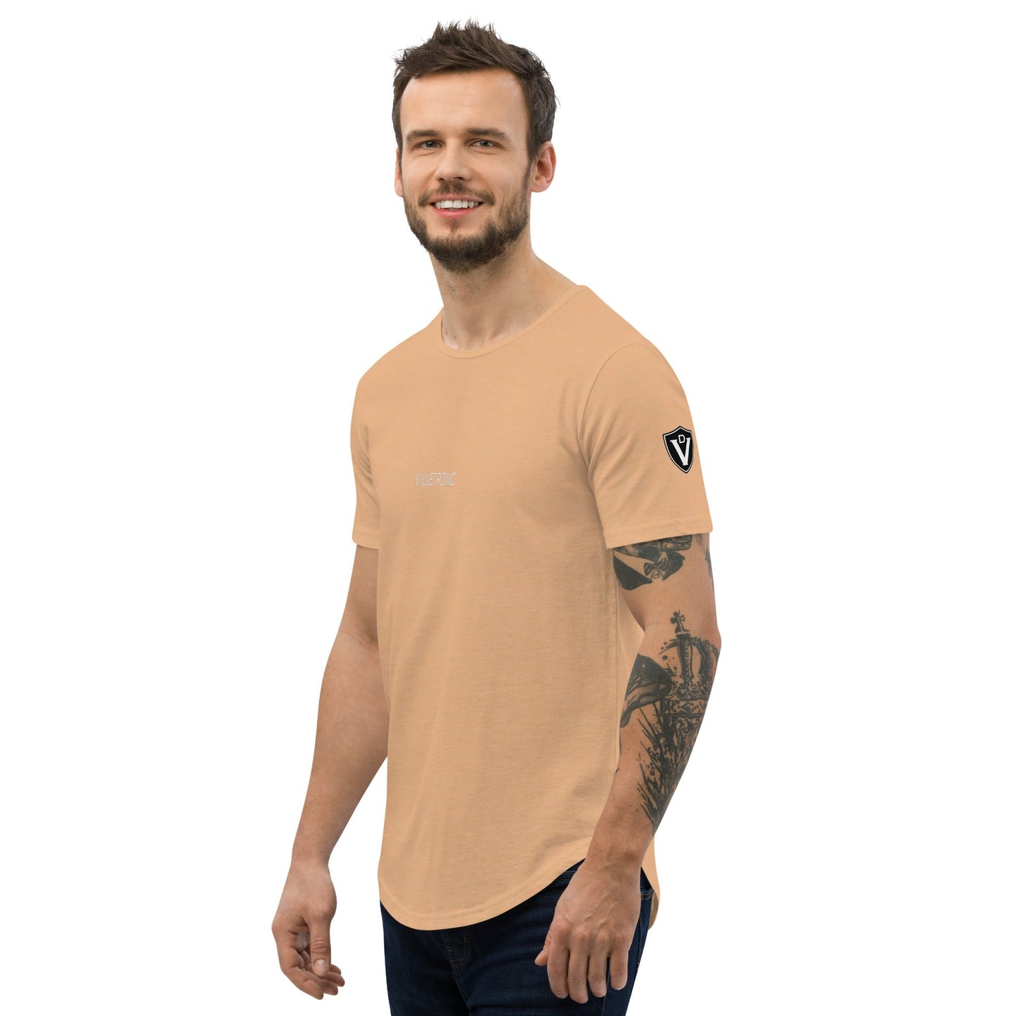 Valvetronic Design Valvetronic Men's Curved Hem T-Shirt white text