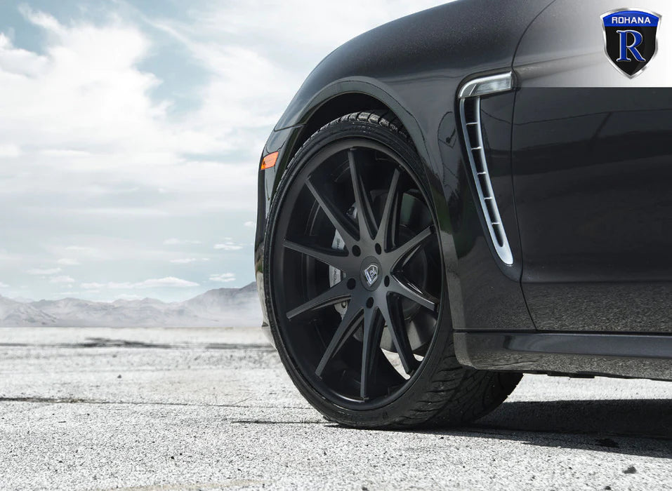 22" Rohana RFC10 Matte Black w/ Gloss Black Lip 5x130 ( Square Setup ) ( Set of 4 )