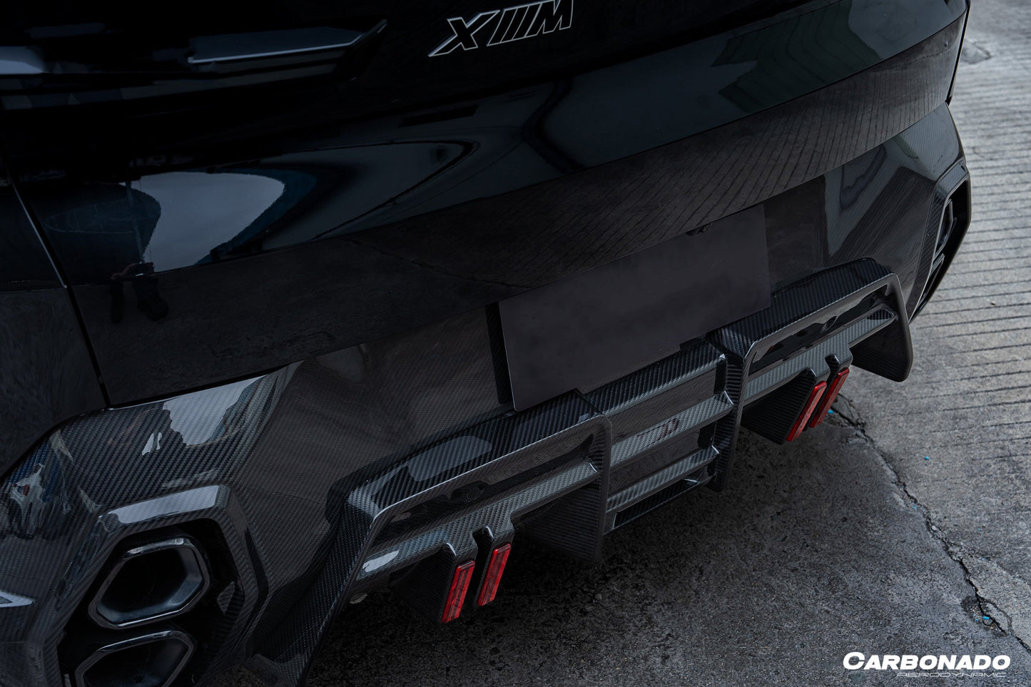 2023-2026 BMW XM G09 LD Style Dry Carbon Fiber Rear Diffuser Lip with Exhaust