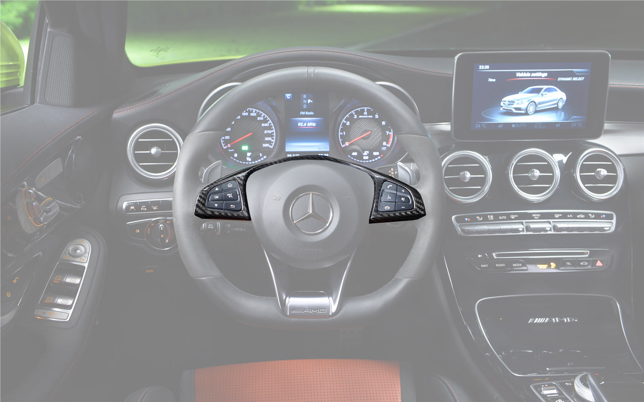 2015-2021 Mercedes Benz W205 C63 AMG Carbon Fiber Interior Steering wheel Trim - DarwinPRO Aerodynamics
