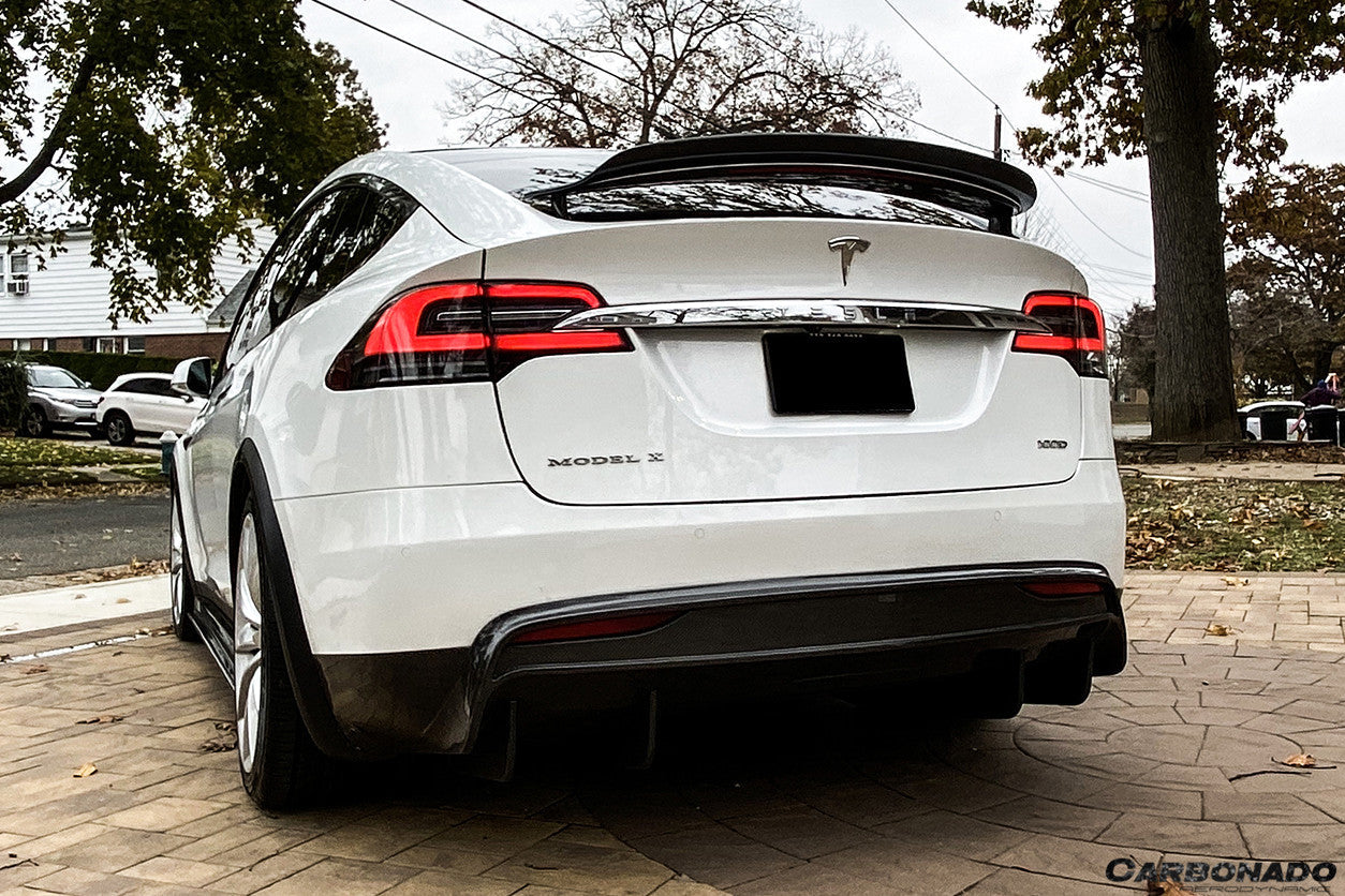 2019-2021 Tesla Model X SUV RZS Style Carbon Fiber Rear Diffuser - Carbonado Aero