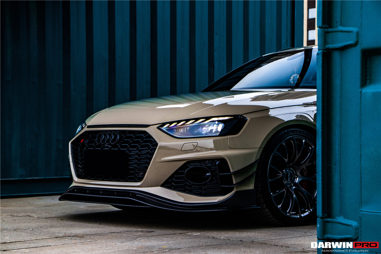 2020-2022 Audi RS4 B9.5 BKSS Style Carbon Fiber Front Bumper Canards - DarwinPRO Aerodynamics
