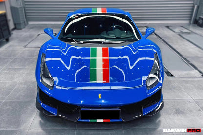 2018-2022 Ferrari 488 Pista Partial Carbon Fiber Front Bumper - DarwinPRO Aerodynamics
