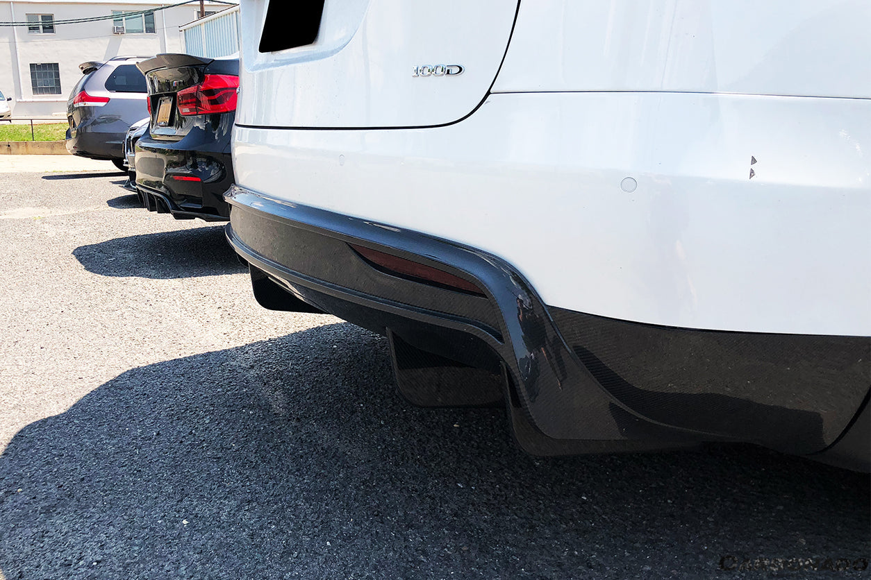 2016-2018 Tesla X SUV RZS Style Carbon Fiber Rear Diffuser - Carbonado