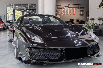 2015-2020 Ferrari 488 GTB/Spyder Pista Style Front Bumper Set W/Hood - DarwinPRO Aerodynamics