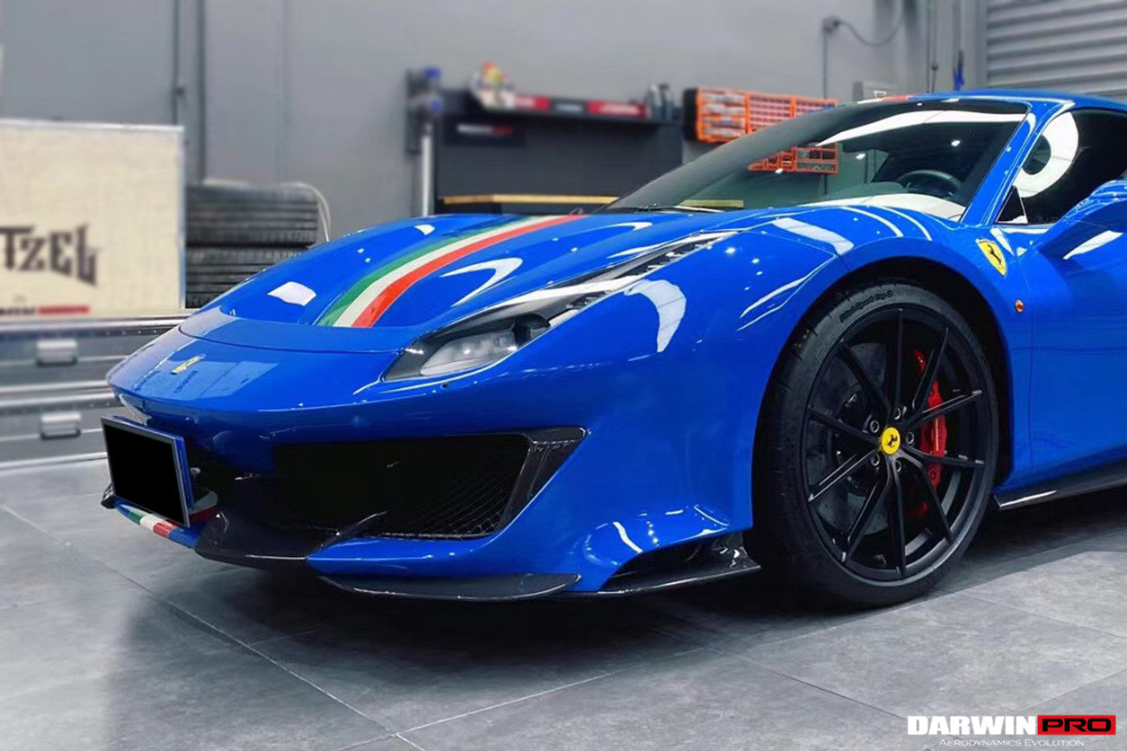 2018-2022 Ferrari 488 Pista Partial Carbon Fiber Front Bumper - DarwinPRO Aerodynamics
