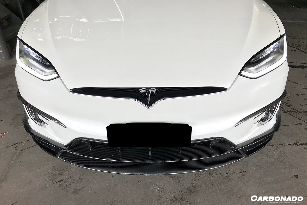 2016-2021 Tesla X SUV RZS Style Carbon Fiber Front Lip - Carbonado