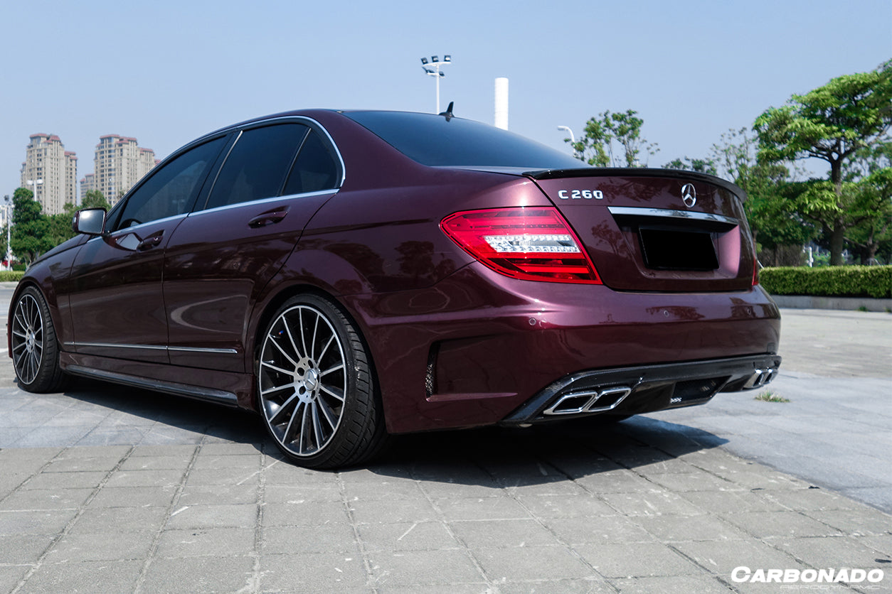 2008-2014 Mercedes Benz C Class W204 P Style Rear Bumper w/ Exhaust tips - Carbonado