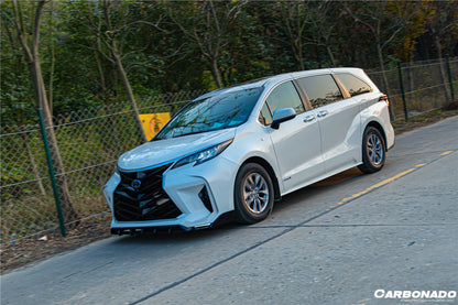 2021 UP Toyota Sienna Thunder Style PP Front Bumper with Lip and Grill and LED Light - Carbonado
