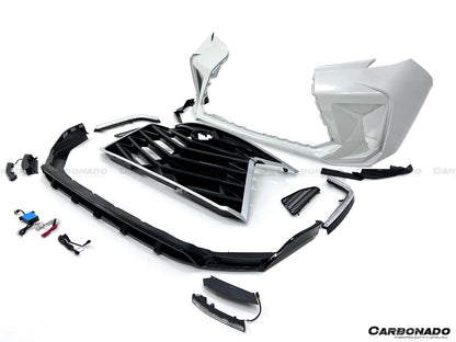 2021 UP Toyota Sienna Thunder Style PP Front Bumper with Lip and Grill and LED Light - Carbonado