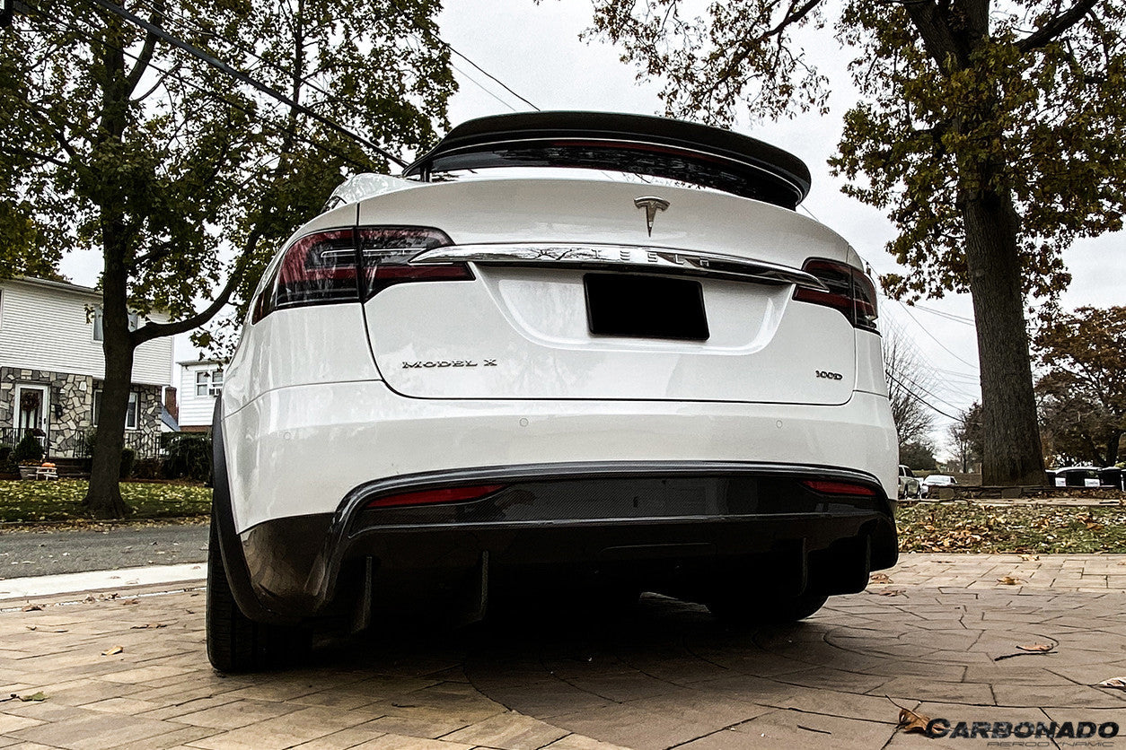 2019-2021 Tesla X SUV RZS Style Carbon Fiber Rear Diffuser - Carbonado
