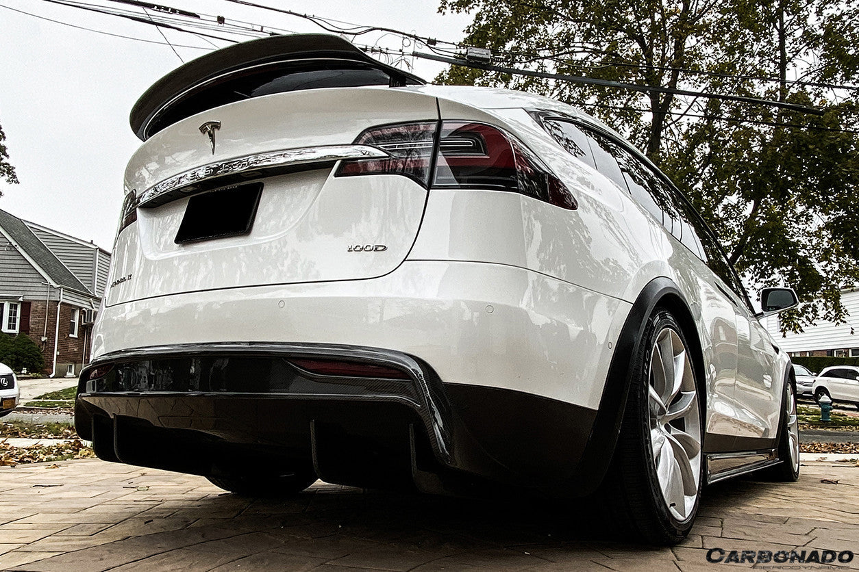 2016-2018 Tesla X SUV RZS Style Carbon Fiber Rear Diffuser - Carbonado
